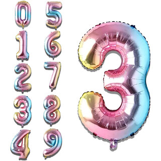 Fun Town Solid Multicolor 3 Number Foil Balloons 32 3rd Birthday Party Decoration Helium Supported