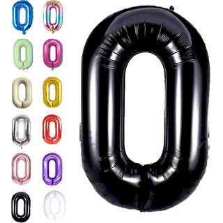 Fun Town Solid Black 0 zero Number Foil Balloons 32 Birthday Party Decoration Helium Supported