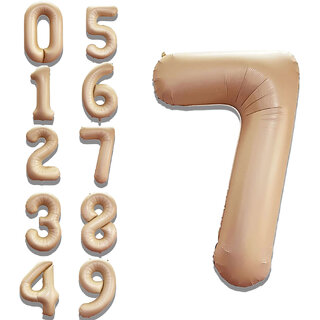 Fun Town Solid Beige 7 Number Foil Balloons 32 7th Birthday Party Decoration Helium Supported