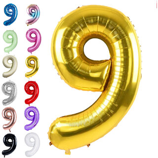 Fun Town Solid Gold 9 Number Foil Balloons 32 9th Birthday Party Decoration Helium Supported