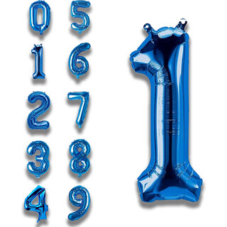 Fun Town Solid Blue 1 one Number Foil Balloons 32 1st Birthday Party Decoration Helium Supported