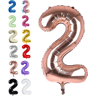 Fun Town Solid Rose Gold 2 two Number Foil Balloons 32 2nd Birthday Party Decoration Helium Supported