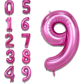 Fun Town Solid Pink 9 nine Number Foil Balloons 32 9th Birthday Party Decoration Helium Supported