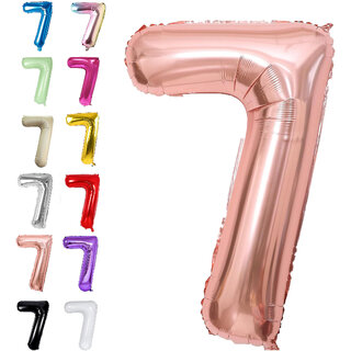 Fun Town Solid Rose Gold 7 Number Foil Balloons 32 Birthday Party Decoration Helium Supported