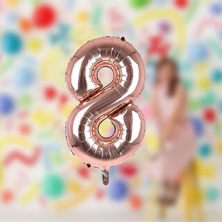 Fun Town Solid Rose Gold 8 Number Foil Balloons 32 Birthday Party Decoration Helium Supported