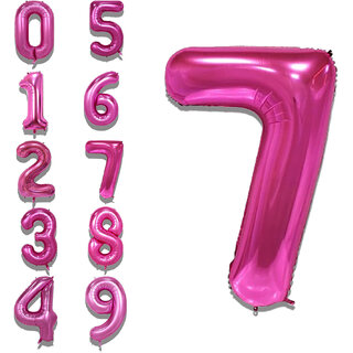 Fun Town Solid Pink 7 Number Foil Balloons 32 Birthday Party Decoration Helium Supported
