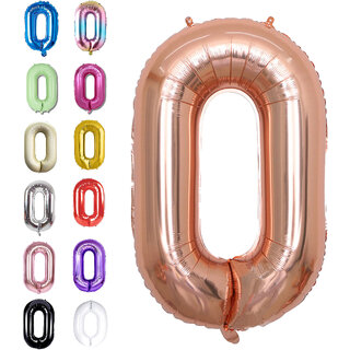 Fun Town Solid Rose Gold 0 Number Foil Balloons 32 Birthday Party Decoration Helium Supported