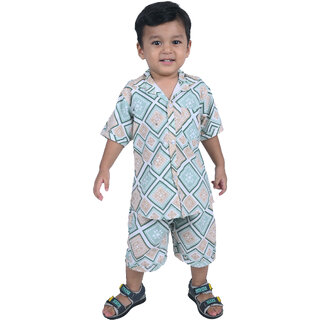 Kid Kupboard Cotton Baby Boys Shirt and Short Set, Multicolor, Half-Sleeves, 2-3 Years KIDS7747