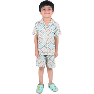 Kid Kupboard Cotton Baby Boys Shirt and Short Set, Multicolor, Half-Sleeves, 6-7 Years KIDS7750