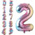 Fun Town Solid multicolor 2/two Number Foil Balloons 32 2nd Birthday Party Decoration Helium Supported
