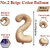 Fun Town Solid Beige 2/two Number Foil Balloons 32 2nd Birthday Party Decoration Helium Supported