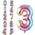 Fun Town Solid Multicolor 3 Number Foil Balloons 32 3rd Birthday Party Decoration Helium Supported