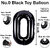 Fun Town Solid Black 0 zero Number Foil Balloons 32 Birthday Party Decoration Helium Supported