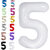Fun Town Solid White 5 Number Foil Balloons 32 5th Birthday Party Decoration Helium Supported