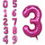 Fun Town Solid Pink 3 Number Foil Balloons 32 3rd Birthday Party Decoration Helium Supported
