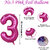Fun Town Solid Pink 3 Number Foil Balloons 32 3rd Birthday Party Decoration Helium Supported