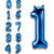 Fun Town Solid Blue 1 one Number Foil Balloons 32 1st Birthday Party Decoration Helium Supported
