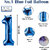Fun Town Solid Blue 1 one Number Foil Balloons 32 1st Birthday Party Decoration Helium Supported