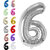Fun Town Solid Silver 6 six Number Foil Balloons 32 6th Birthday Party Decoration Helium Supported