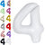 Fun Town Solid White 4 Number Foil Balloons 32 4th Birthday Party Decoration Helium Supported