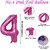 Fun Town Solid Pink 4 Number Foil Balloons 32 4th Birthday Party Decoration Helium Supported