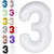 Fun Town Solid White 3 Number Foil Balloons 32 3rd Birthday Party Decoration Helium Supported