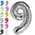 Fun Town Solid Silver 9 Number Foil Balloons 32 Birthday Party Decoration Helium Supported