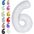 Fun Town Solid White 6 Number Foil Balloons 32 Birthday Party Decoration Helium Supported