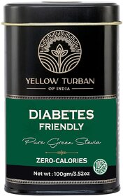 Yellow Turban Pure Green Stevia Powder, Diabetes Friendly Sweetener, Zero Calories, 100g, Vacuum Packed For Freshness