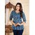 Women Striped Cotton Blend Straight Casual KurtI Top For Women's (Navy Blue)