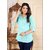 Women Striped Cotton Blend Straight Casual KurtI Top For Women's ( Sea Blue)
