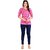Women Striped Cotton Blend Straight Casual Kurti Top for Women  Stylish Daily Wear Kurta (Pink)