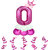 Princess Crown Pink 32 Inch Zero Number 0-9 Foil Balloon Set with Base  Birthday  Anniversary Decoration for Girls