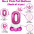 Princess Crown Pink 32 Inch Zero Number 0-9 Foil Balloon Set with Base  Birthday  Anniversary Decoration for Girls