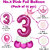 Princess Theme 3 Number Foil Balloon Set with Crown  Pastel Balloons  32 Inch Helium Supported Birthday  Anniversary