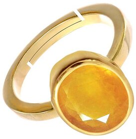 Natural Yellow Sapphire Stone With Panchdhatu Adjustable Ring