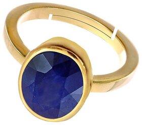 Natural Blue Sapphire Stone With Panchdhatu Adjustable Ring