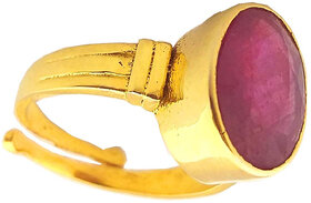NATURAL RUBY (MANIK) STONE WITH PANCHDHATU ADJUSTABLE RING