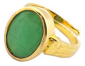 NATURAL EMERALD (PANNA) STONE WITH PANCHDHATU ADJUSTABLE RING