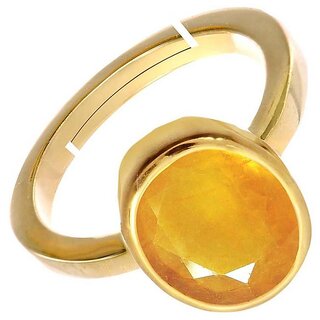 Natural Yellow Sapphire Stone With Panchdhatu Adjustable Ring