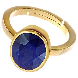 Natural Blue Sapphire Stone With Panchdhatu Adjustable Ring
