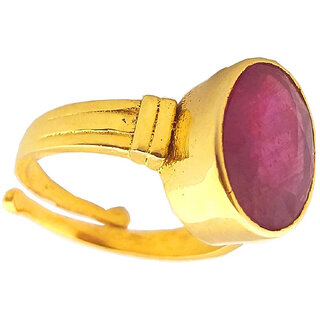 NATURAL RUBY (MANIK) STONE WITH PANCHDHATU ADJUSTABLE RING