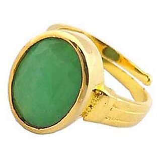NATURAL EMERALD (PANNA) STONE WITH PANCHDHATU ADJUSTABLE RING