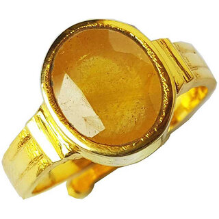 Natural And Certified Yellow Sapphire Panchdhatu Adjustable Ring