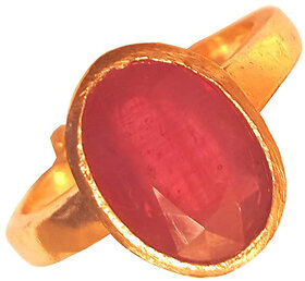 NATURAL RUBY (MANIK) STONE WITH PANCHDHATU ADJUSTABLE RING