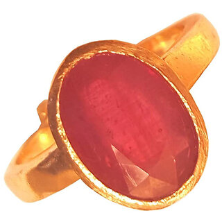 NATURAL RUBY (MANIK) STONE WITH PANCHDHATU ADJUSTABLE RING