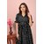 Fancy Flair Women Black Short Sleeve Polkadot Fit  Flare Dress