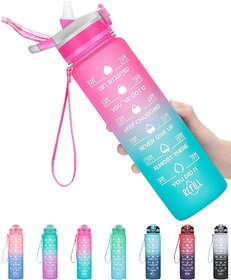 32OZ Motivational Fitness Sports Water Bottle with Straw  Time Maker, BPA-free, Tritan Plastic, Leak-proof Ensure you S