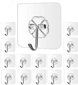 Pandiya'S Self Adhesive Wall Hooks  Heavy Duty Transparent Sticky Hooks For Hanging Kitchen, Bathroom, Home  Waterproof, Reusable, No Drilling Required