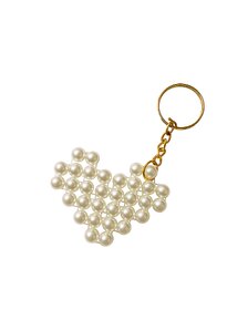 Techiefox Luxurious Handmade Pearl Heart Key Chain  Timeless Gift for Girls, Women  Loved Ones with Golden Key Ring